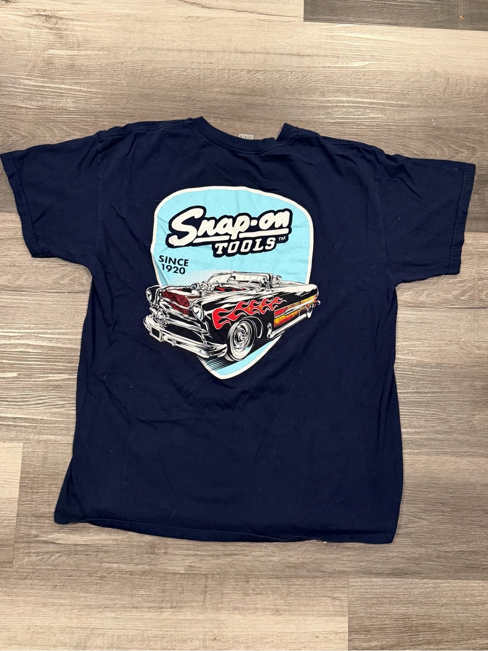 Snap-On Tools Men’s Car Graphic T-Shirt Blue Racing Muscle Car Size L
